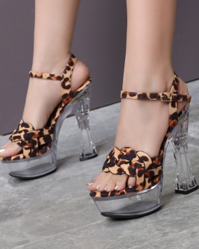 Thick leopard transparent nightclub fashion sexy sandals