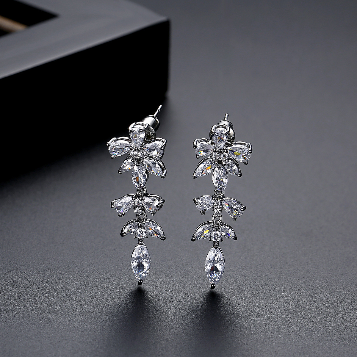 Wedding zircon ear-drop temperament stud earrings for women