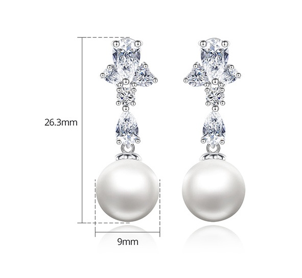 Long pearl earrings zircon Korean style stud earrings
