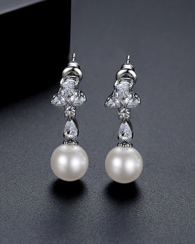 Long pearl earrings zircon Korean style stud earrings