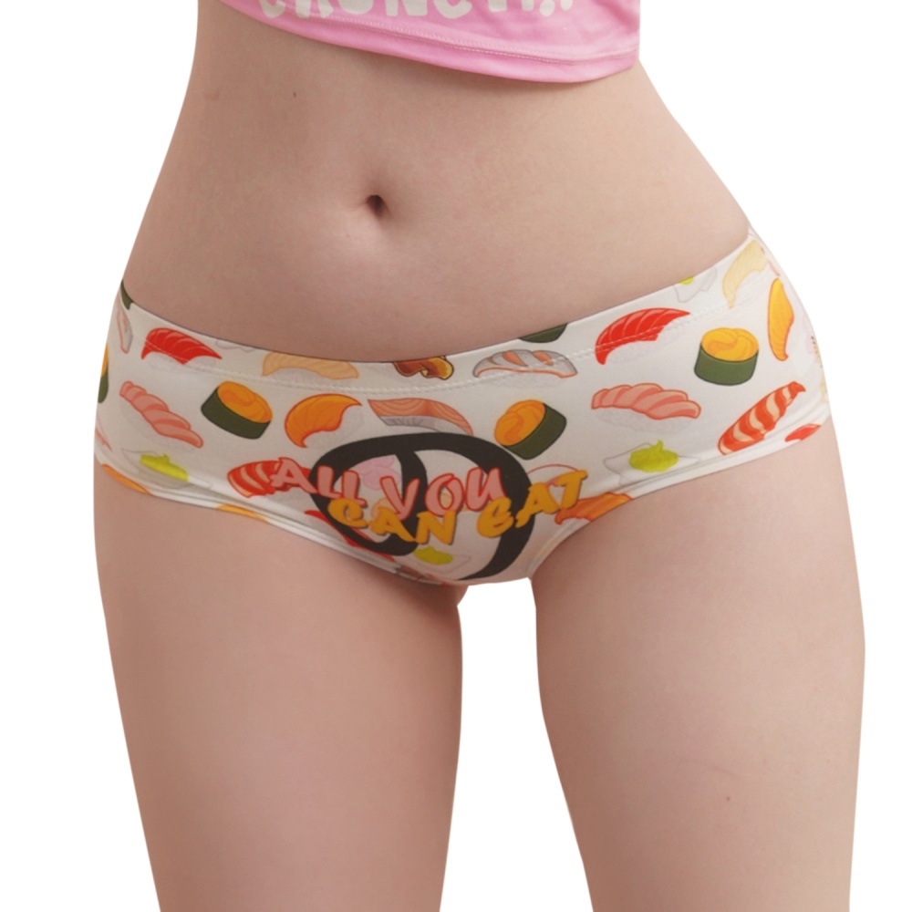 Lace low-waist pure cotton printing briefs for women