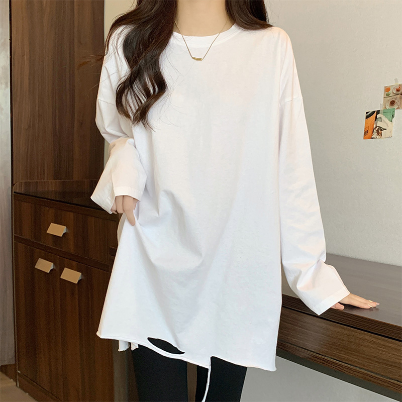 Irregular white tops spring and autumn T-shirt for women