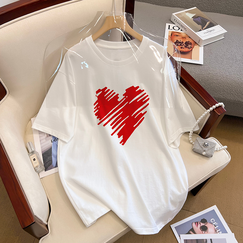 Pure cotton cartoon all-match T-shirt for women