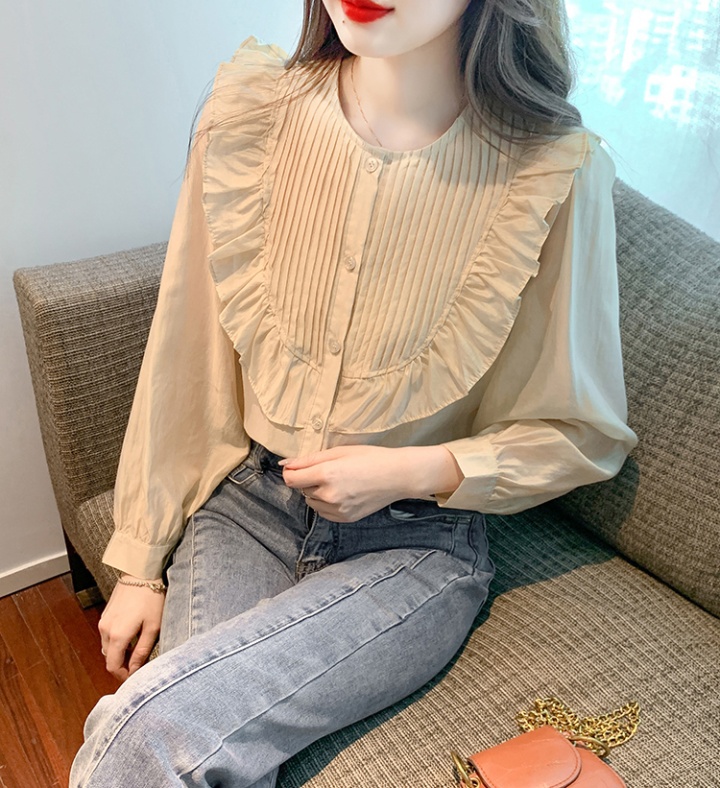 Round neck spring shirt all-match tops for women