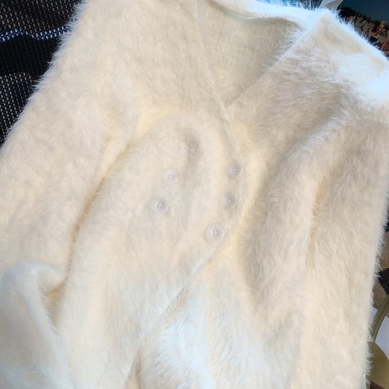 Lazy spring mink velvet cardigan loose fluffy sweater