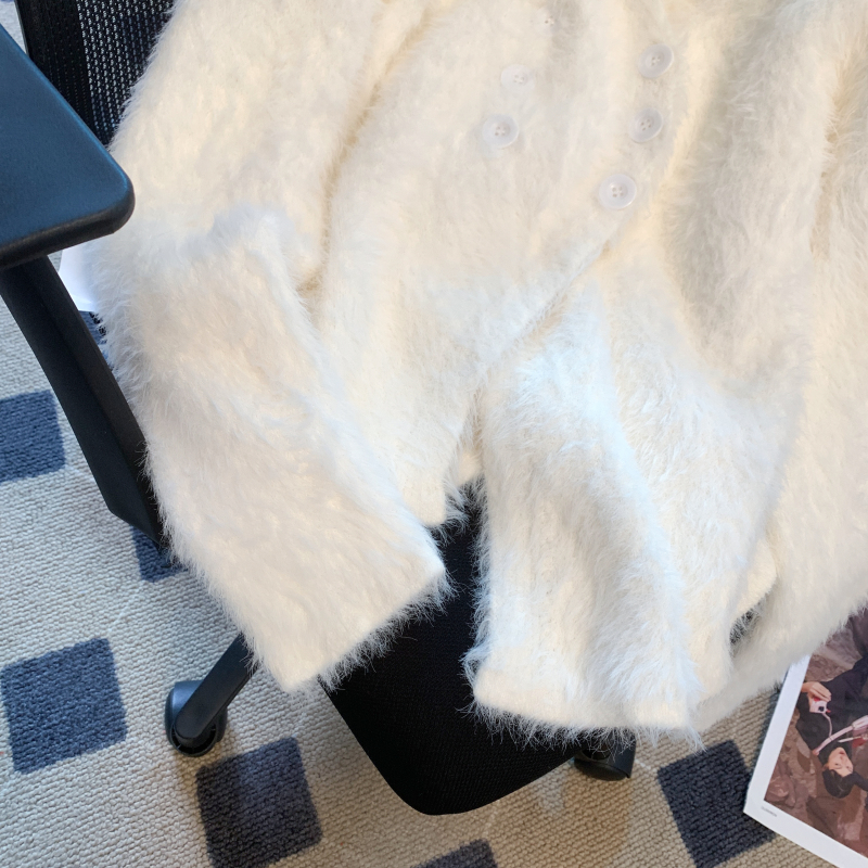 Lazy spring mink velvet cardigan loose fluffy sweater