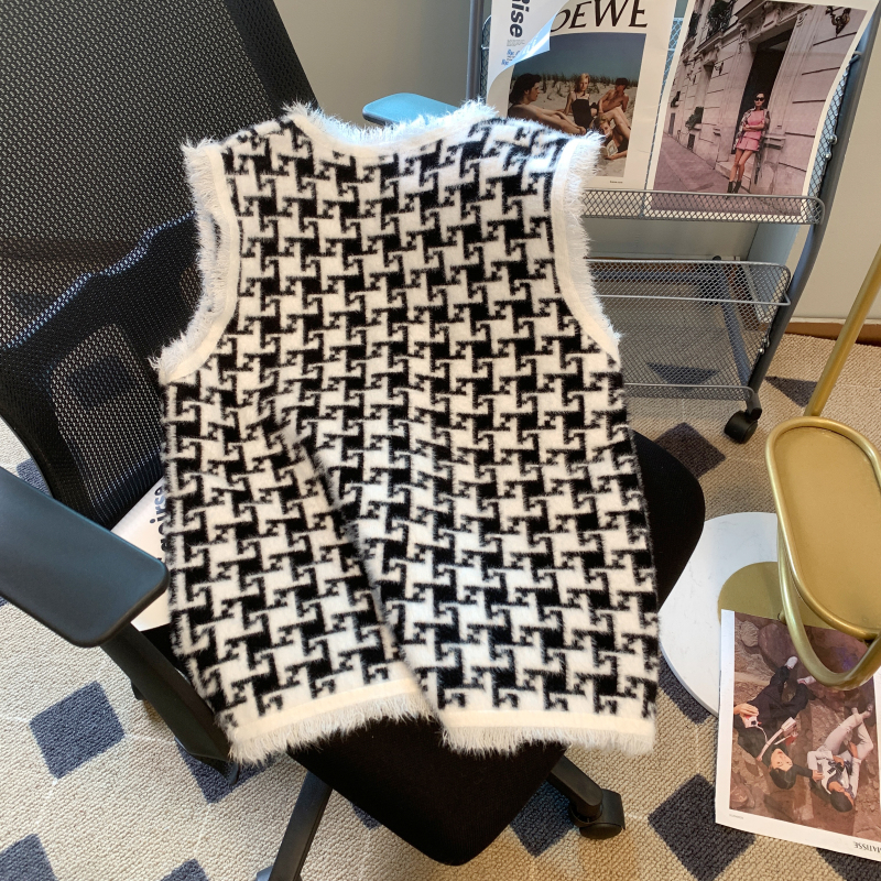Mink velvet waistcoat knitted vest for women