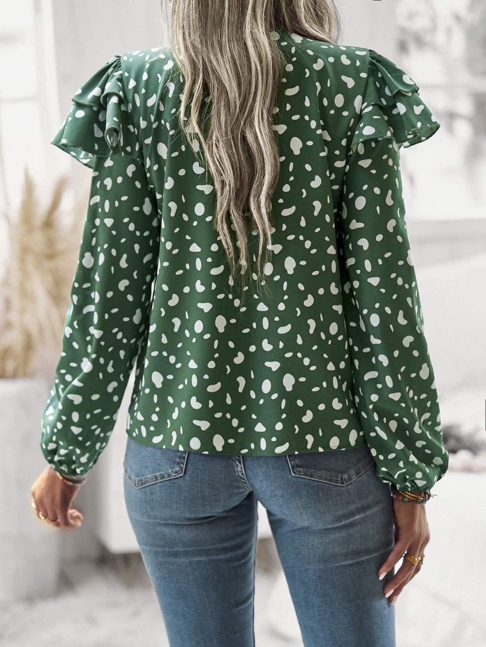 Lotus sleeve spring and summer tops Casual shirt for women