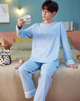 Wears outside pullover cotton pajamas 2pcs set for men