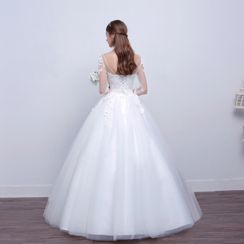 Flat shoulder large yard wedding dress bride formal dress