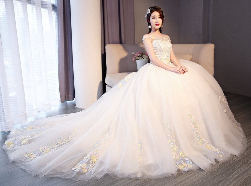 Slim stereoscopic wedding dress lace formal dress