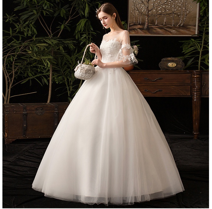 Wedding bride light flat shoulder wedding dress