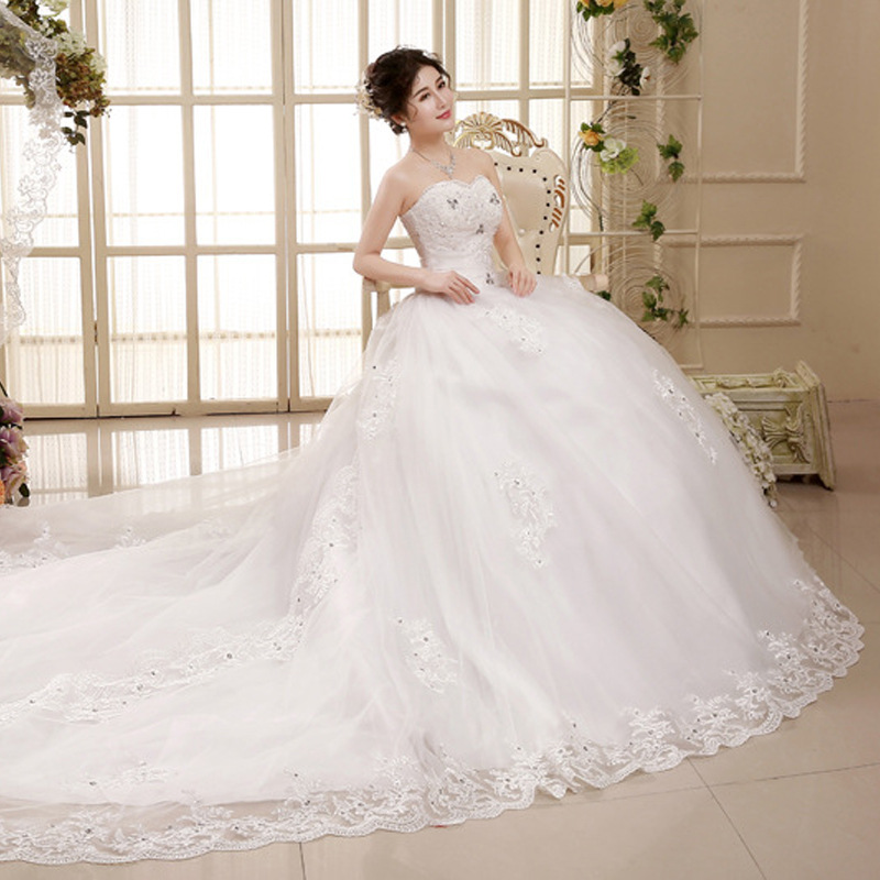 Lace slim bride wedding dress wedding trailing formal dress