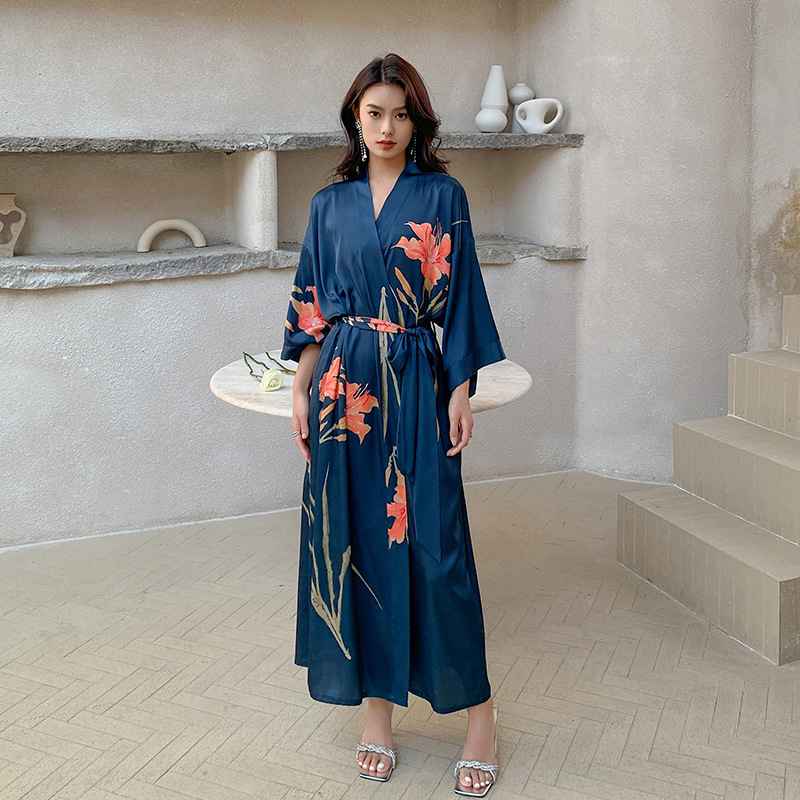 Spring and summer nightgown frenum bathrobes for women