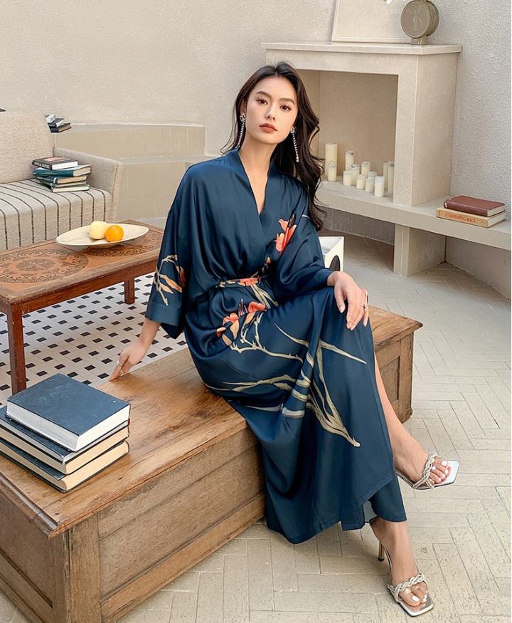 Spring and summer nightgown frenum bathrobes for women
