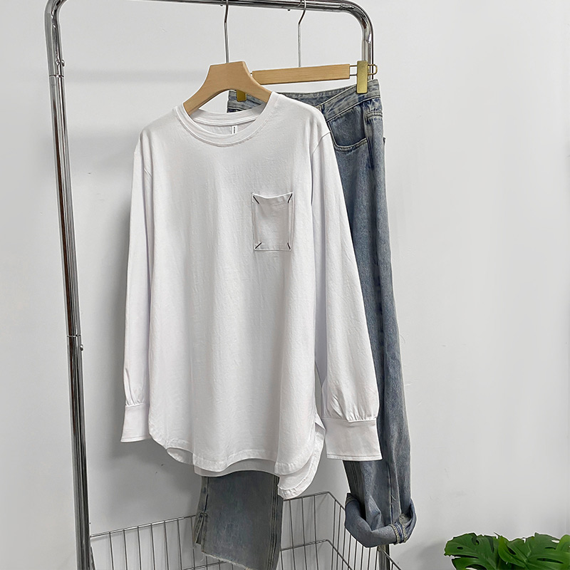 Pure cotton T-shirt long bottoming shirt for women