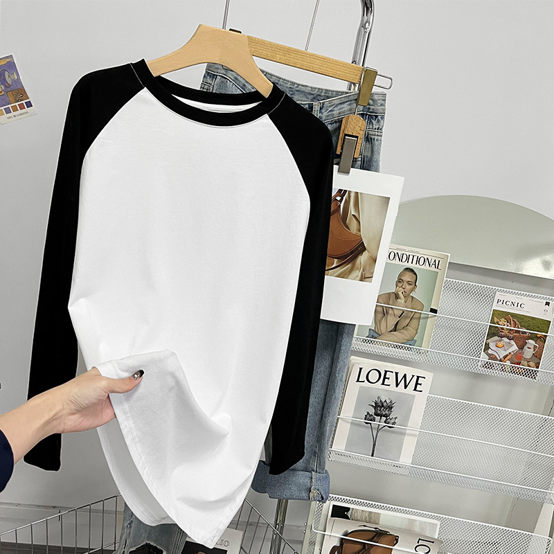 Long sleeve long T-shirt loose bottoming tops for women