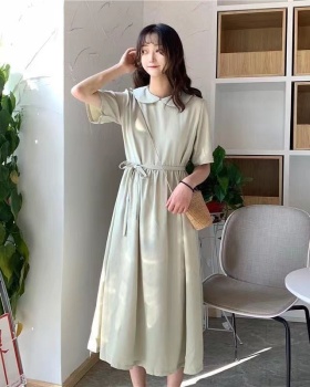 Korean style dress short sleeve long dress for women