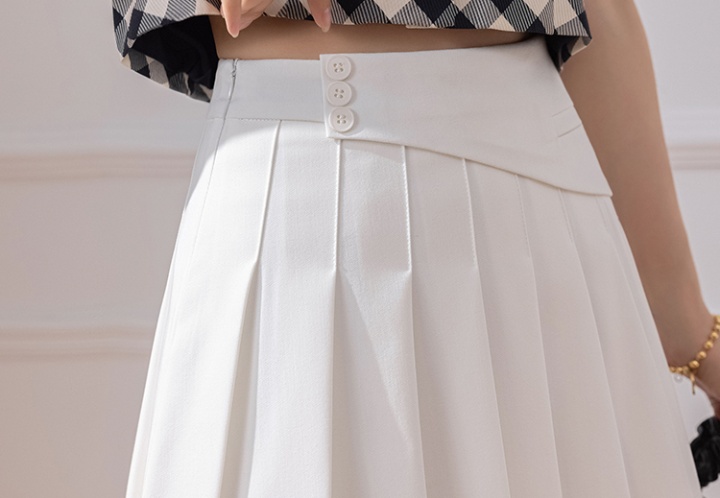 Pleated summer business suit gray short skirt