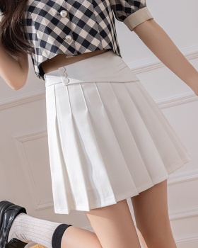 Pleated summer business suit gray short skirt