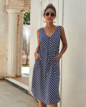 Fashion dress polka dot sleeveless dress for women