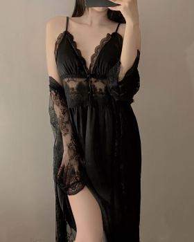 Lace night dress ice silk nightgown for women