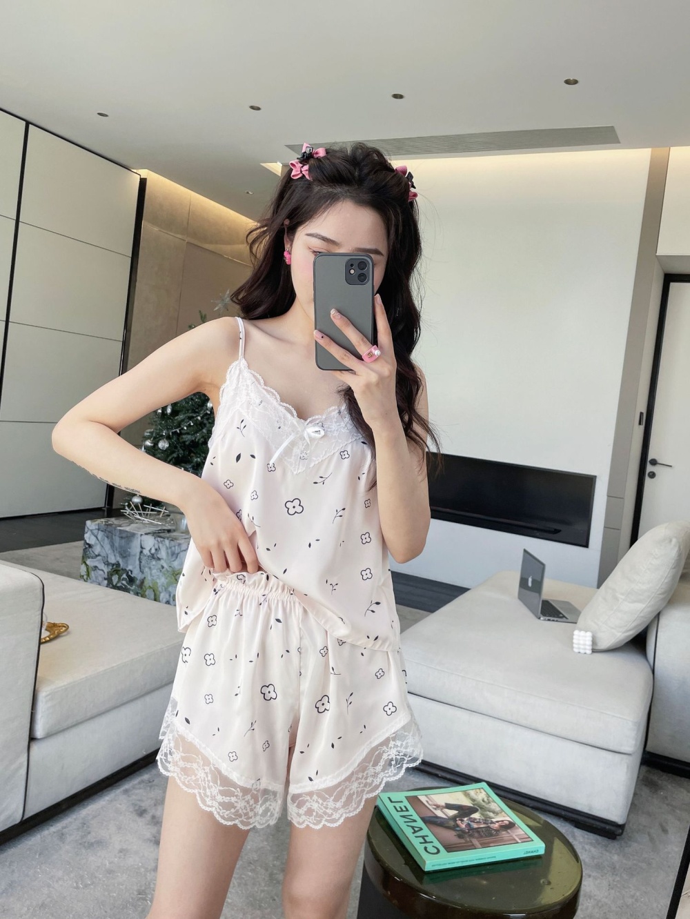 Maiden sling pink shorts homewear summer pajamas a set