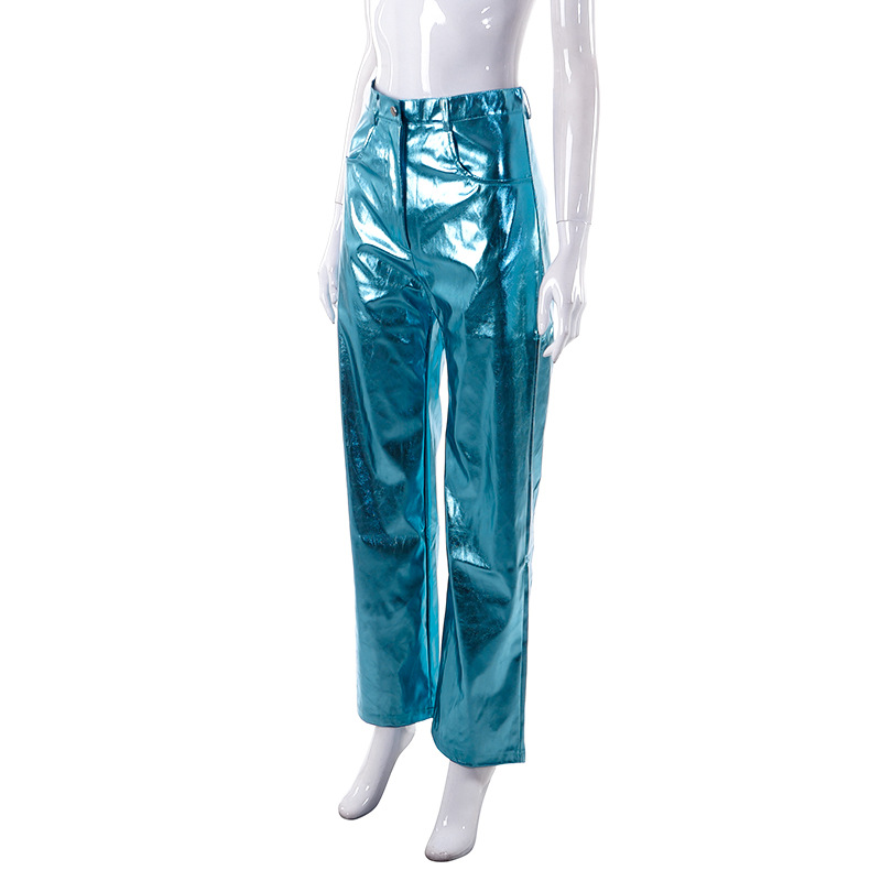 Fashion casual pants candy colors leather pants for women