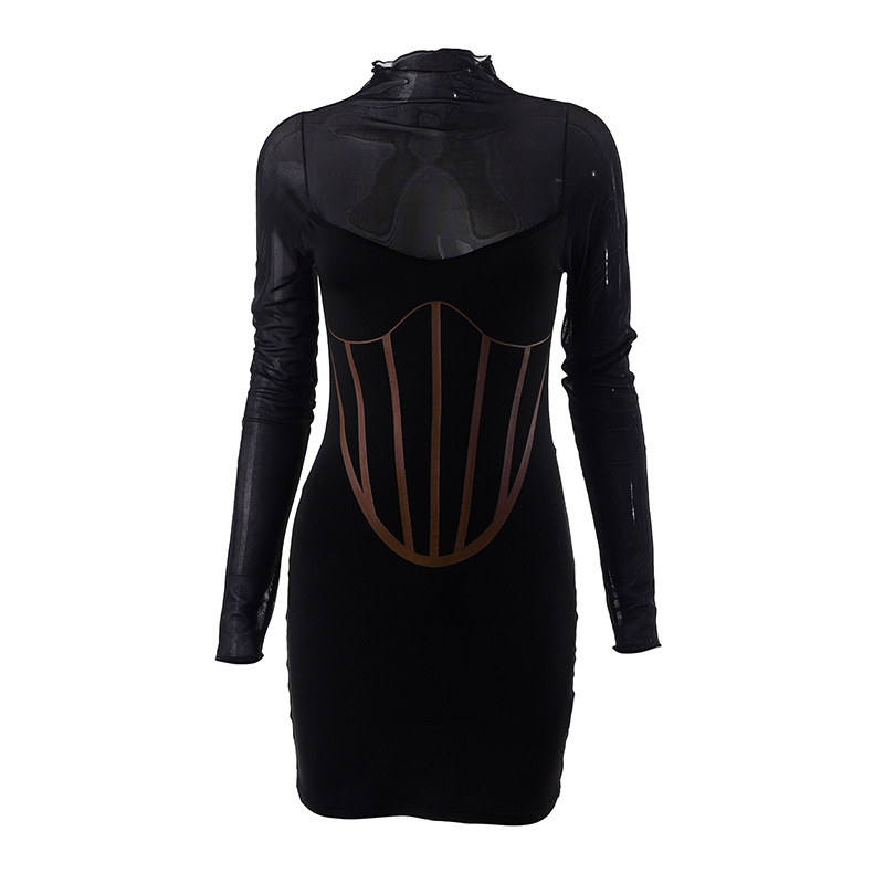 European style tight T-back sexy dress for women