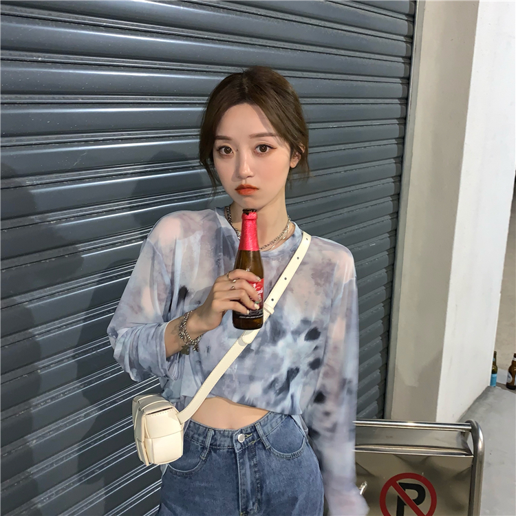 Unique perspective summer tops Korean style thin sun shirt