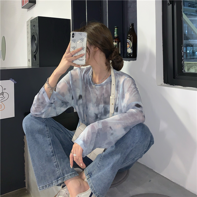 Unique perspective summer tops Korean style thin sun shirt