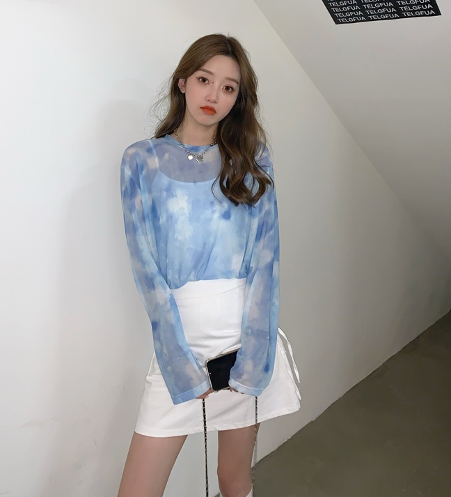 Unique perspective summer tops Korean style thin sun shirt