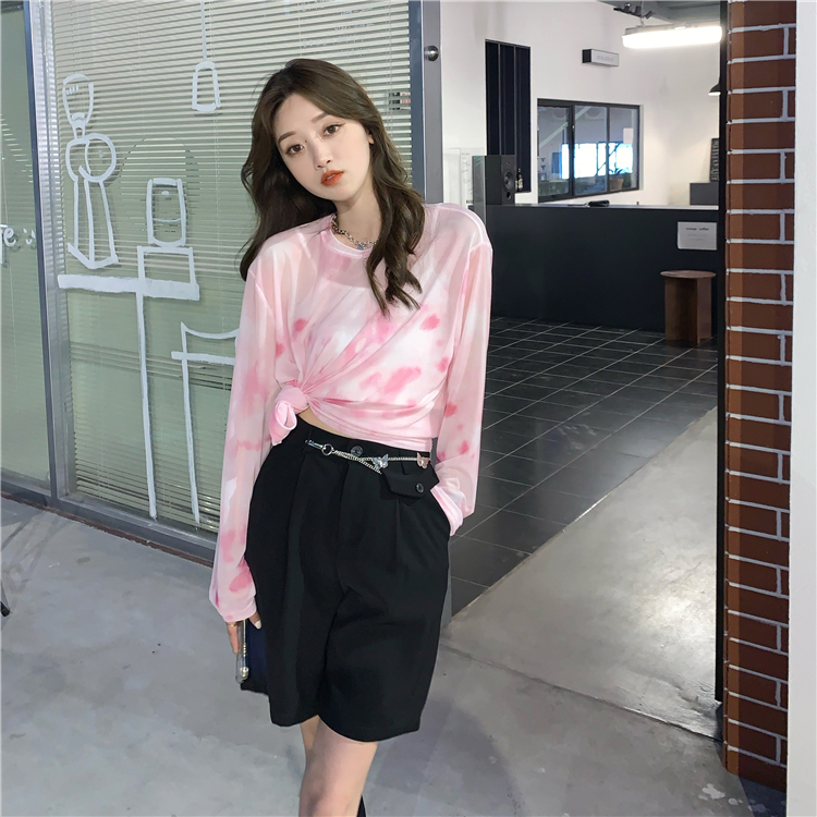 Unique perspective summer tops Korean style thin sun shirt