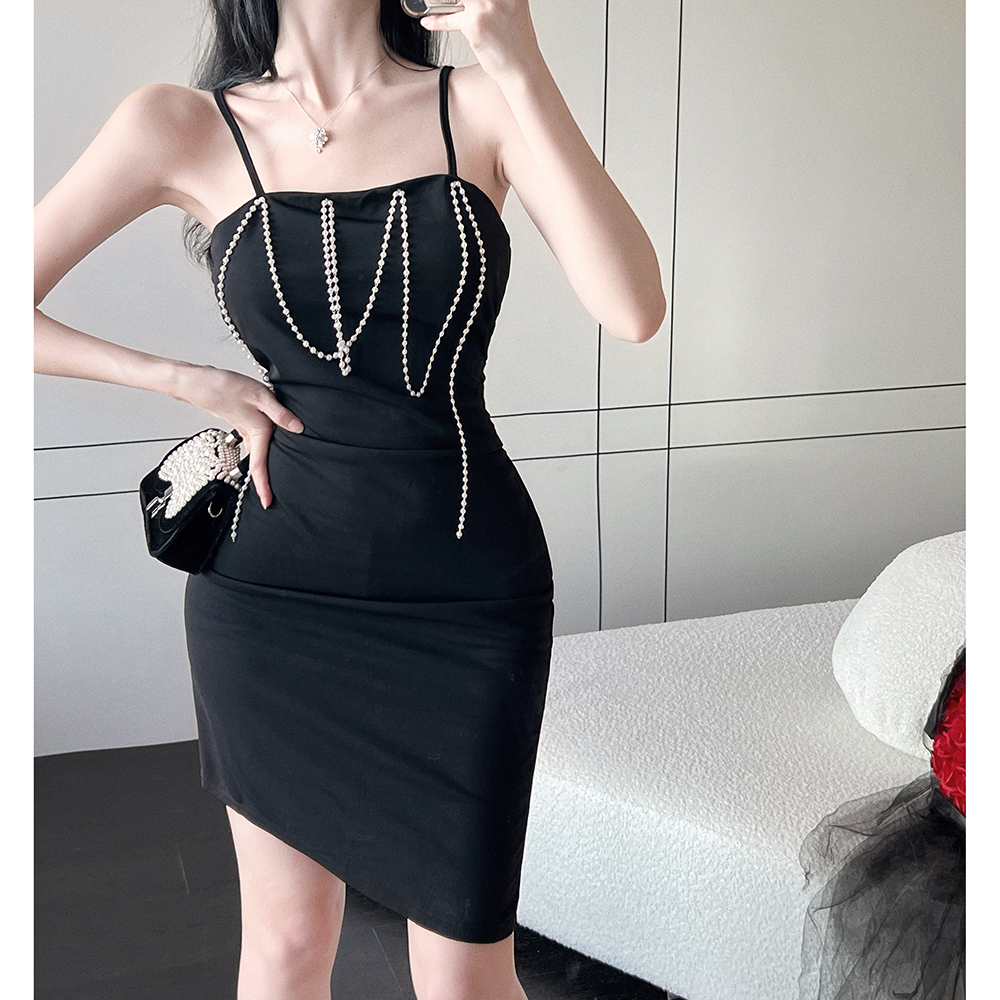 Sling package hip formal dress slim pearl dress