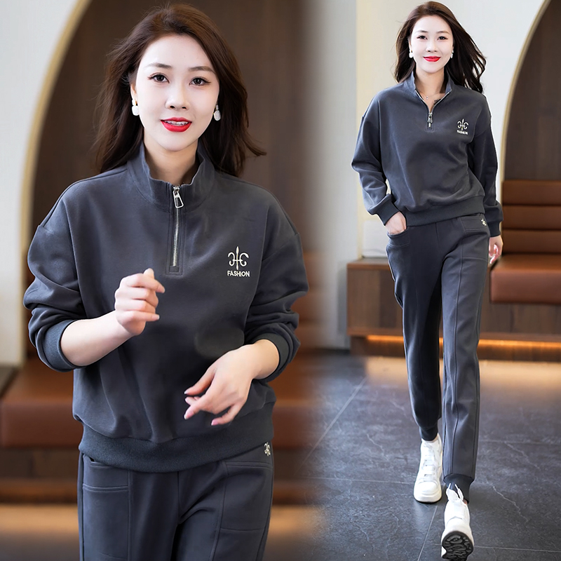 Spring and autumn sweatpants hoodie 2pcs set for women