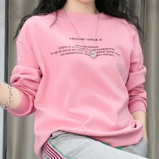 Long sleeve fashion hoodie round neck all-match tops for women