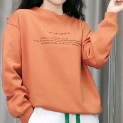 Long sleeve fashion hoodie round neck all-match tops for women
