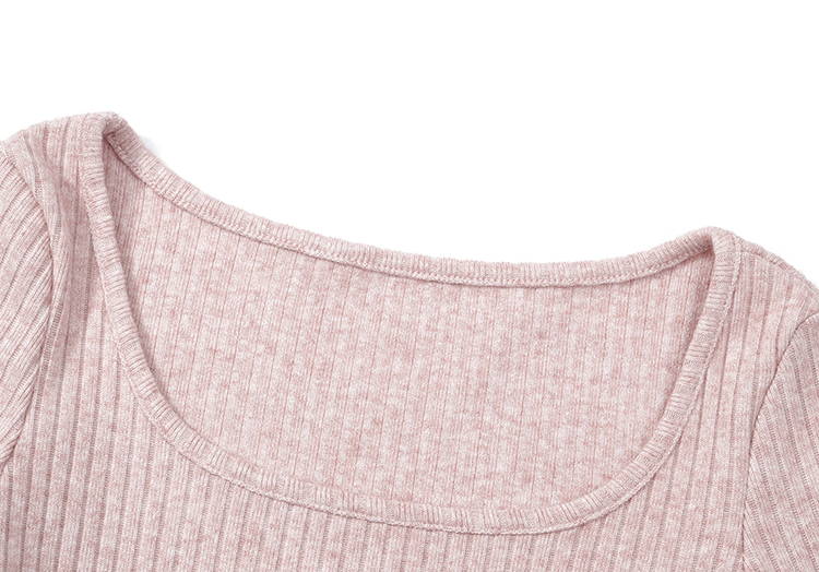 Spring knitted square collar dress pink inside the ride T-back