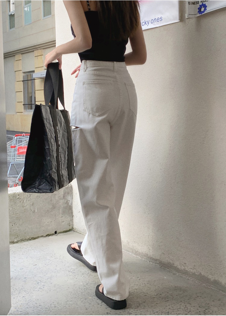 High waist white wide leg pants loose long pants for women