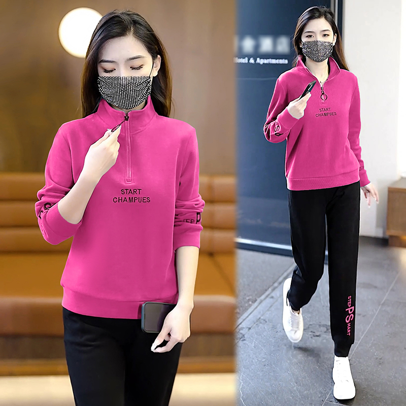 Casual sports fashion long sleeve hoodie 2pcs set for women
