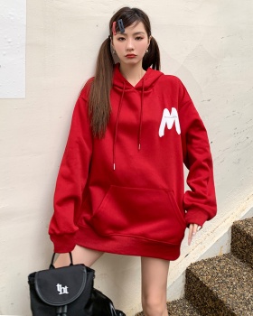 Autumn and winter red hat loose spring hoodie