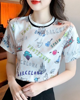 Thin printing T-shirt fashion tops for women