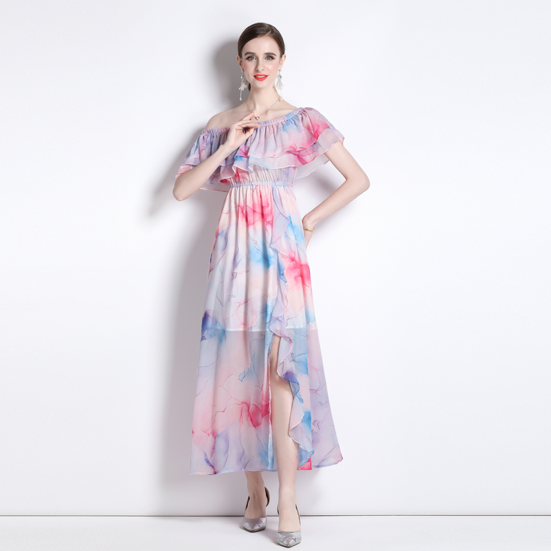 Spring and summer chiffon split big skirt dress