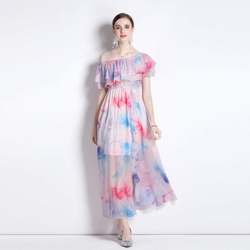 Spring and summer chiffon split big skirt dress