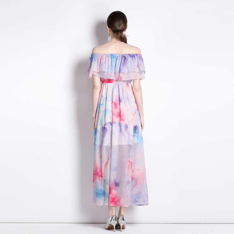 Spring and summer chiffon split big skirt dress