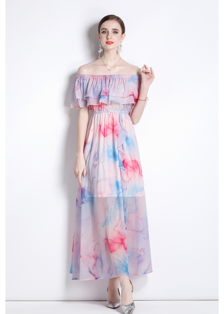 Spring and summer chiffon split big skirt dress