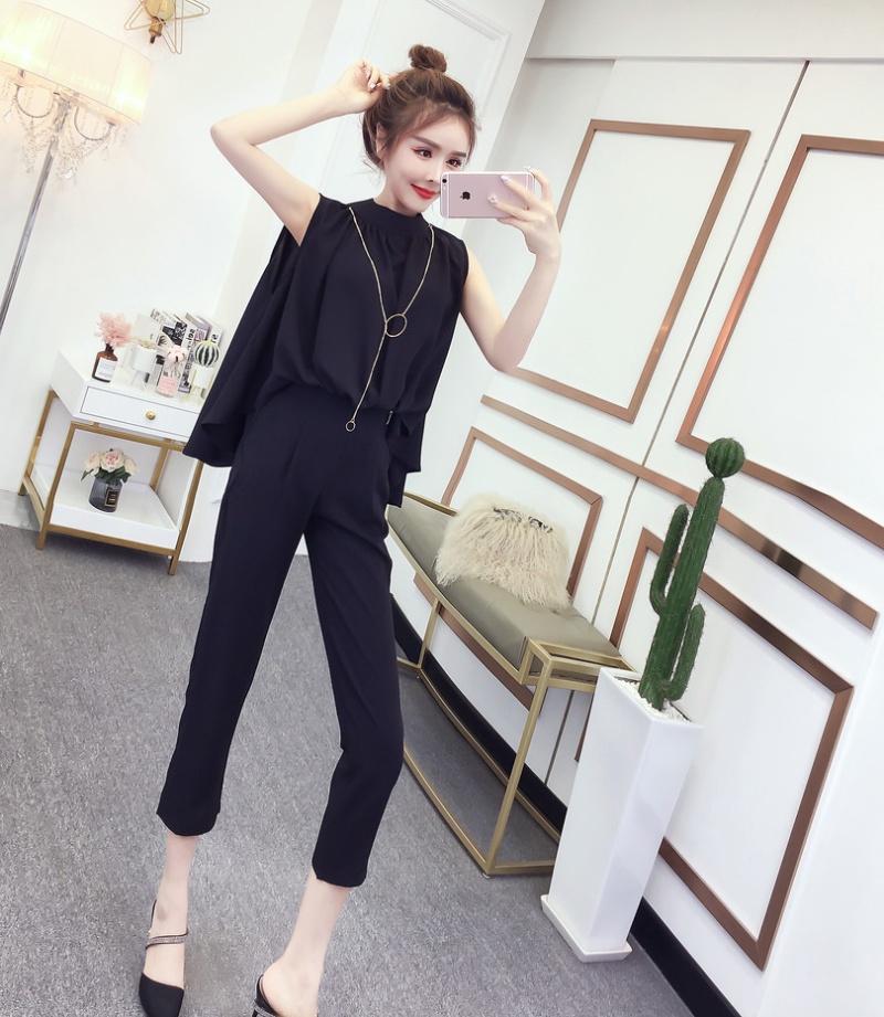 Conjoined halter pencil pants all-match cropped pants a set