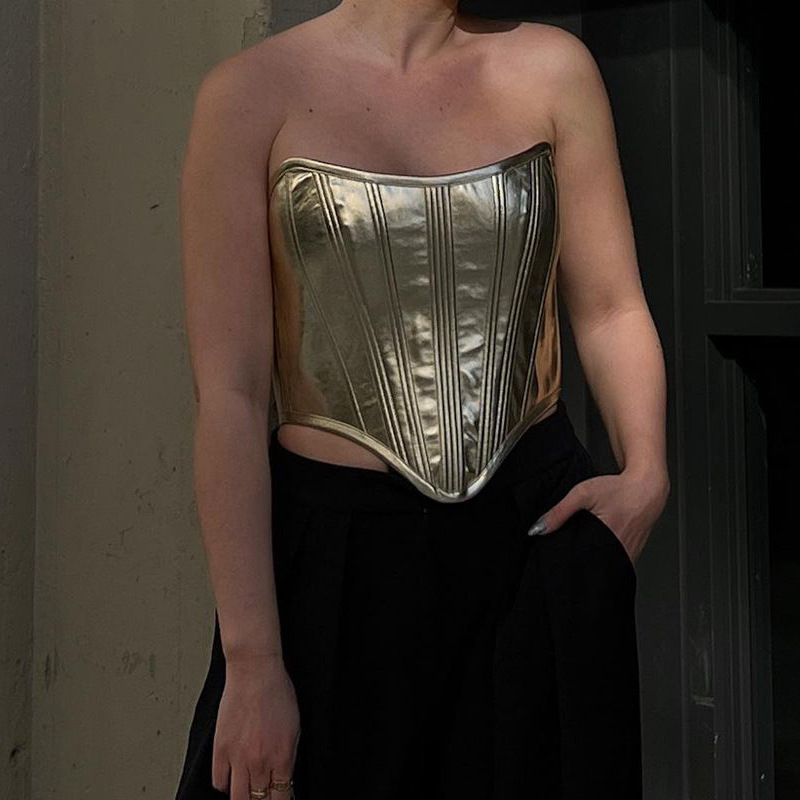 Spring metal corset fashion European style tops for women