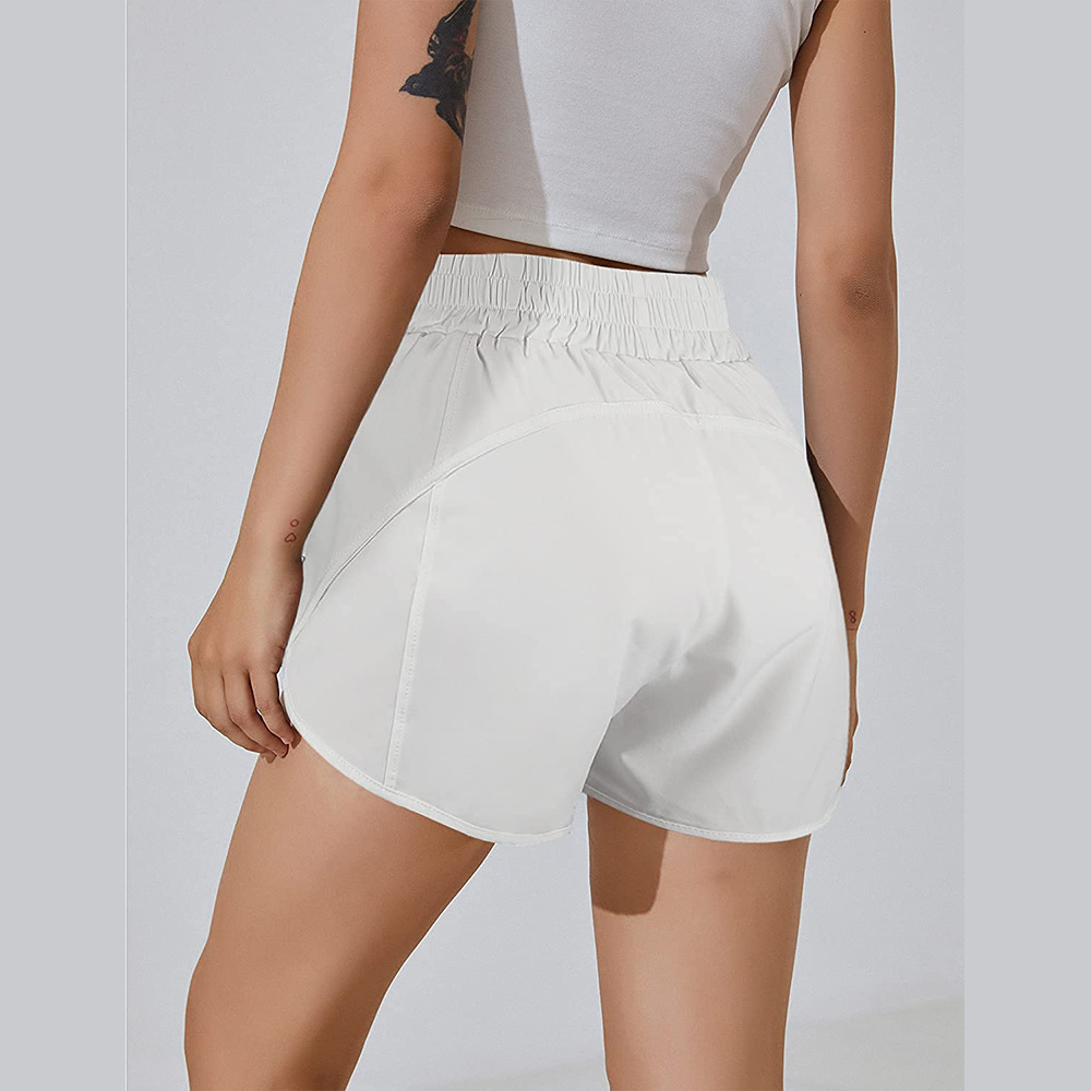 High waist metal European style elastic wicking shorts for women