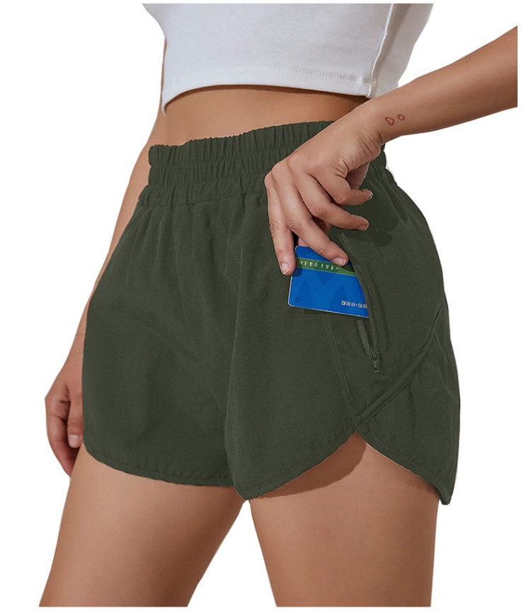 High waist metal European style elastic wicking shorts for women